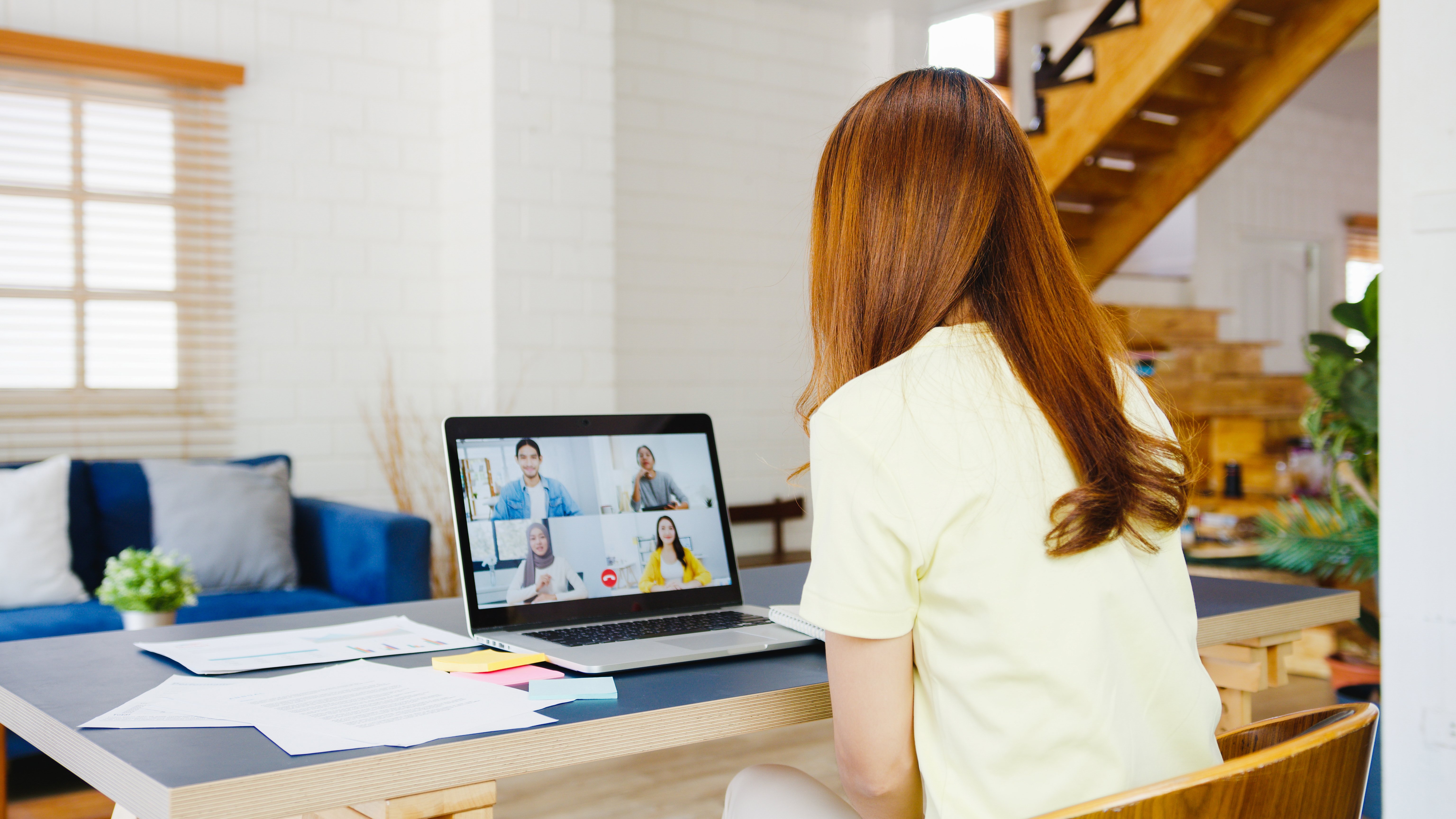 woman using a virtual event platform